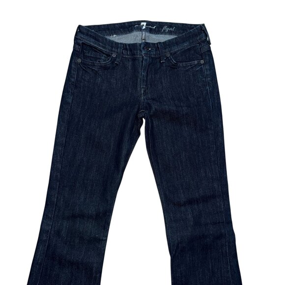 7 For All Mankind 7FAM Flynt Womens Bootcut Jeans 25 34 Dark Wash Embroidered - Picture 3 of 8